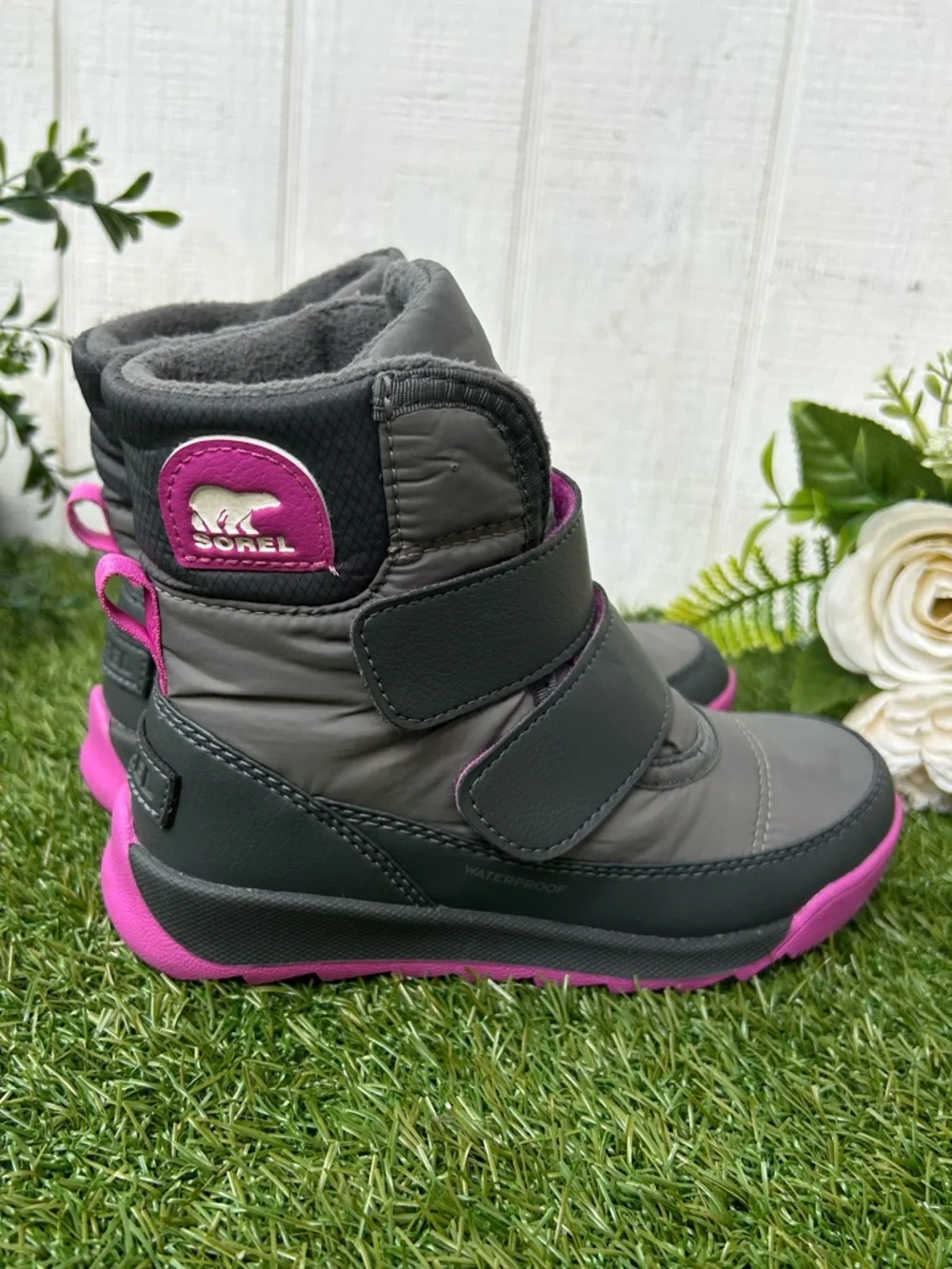Sorel Kids Waterproof Strap Snow Boots - Gray & purple size 12toddler girls new